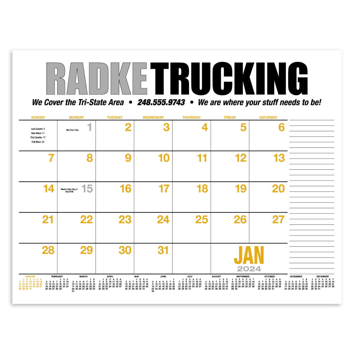HotLine® Products 13-Month Desk Pad Calendar