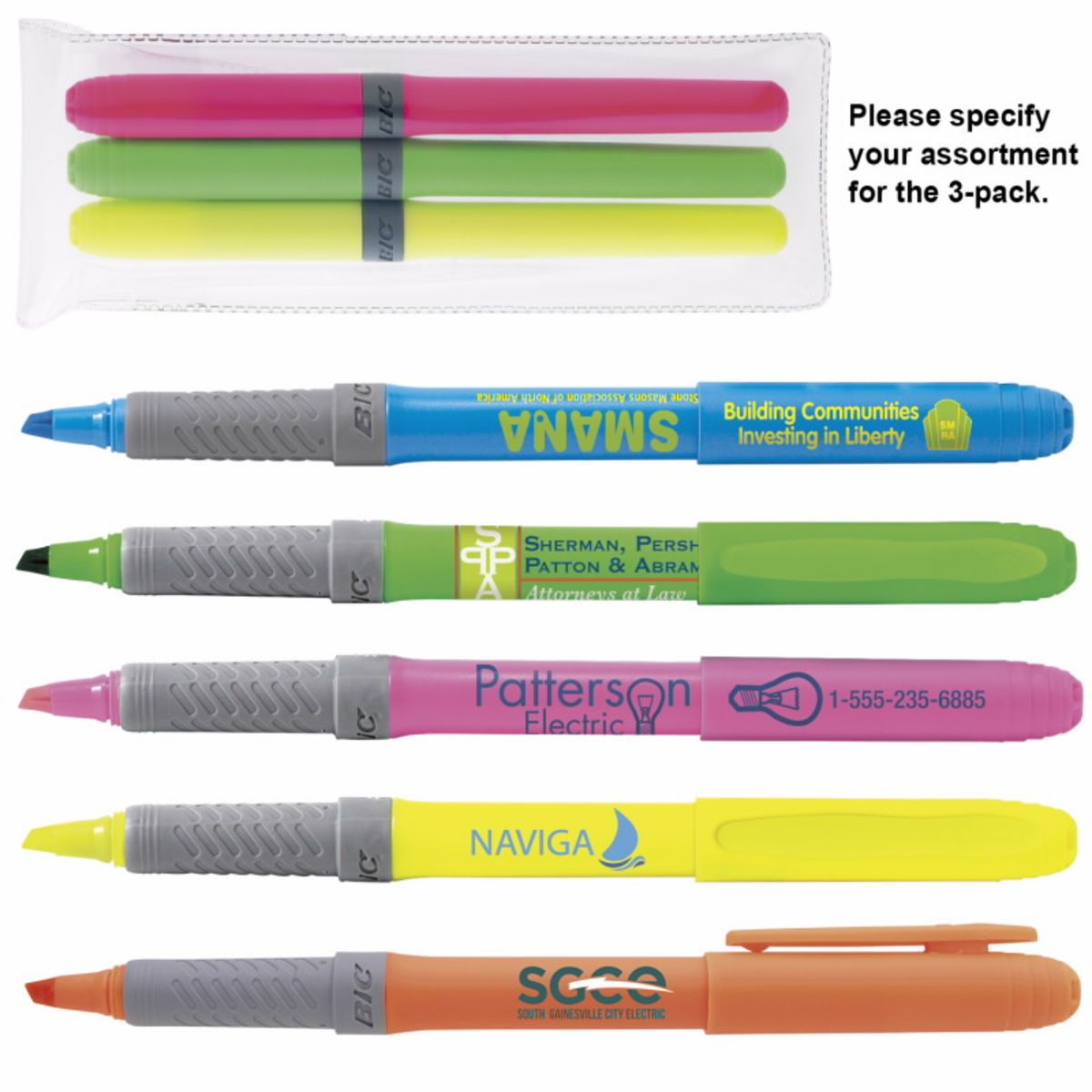 Bic brite liner grip 3pack Corporate Specialties