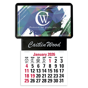 Press-N-Stick Business Card Holder With Imprint And Calendar Pad
