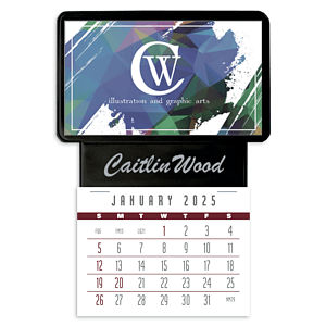 Triumph® Calendars Press-N-Stick Business Card Holder With Imprint And Calendar Pad