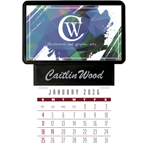 Press-N-Stick Business Card Holder With Imprint And Calendar Pad