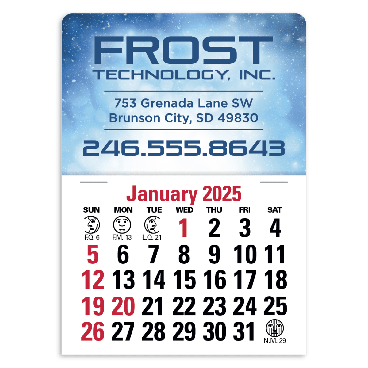 Press-N-Stick Full-Color Header Standard Calendar