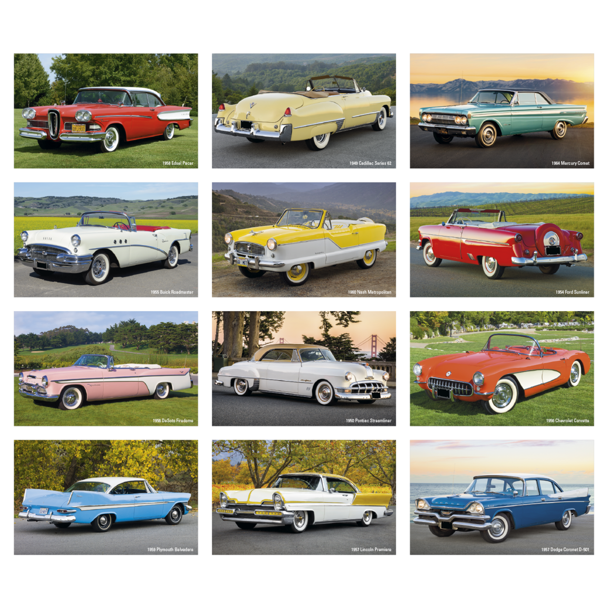 Triumph® Calendars Press-N-Stick Full-Color Header Cruisin’ Cars Calendar