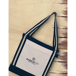 V Natural Striped Recycled Cotton Boat Bag