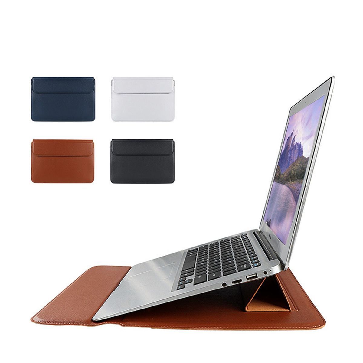 Leather Laptop Sleeve With Stand