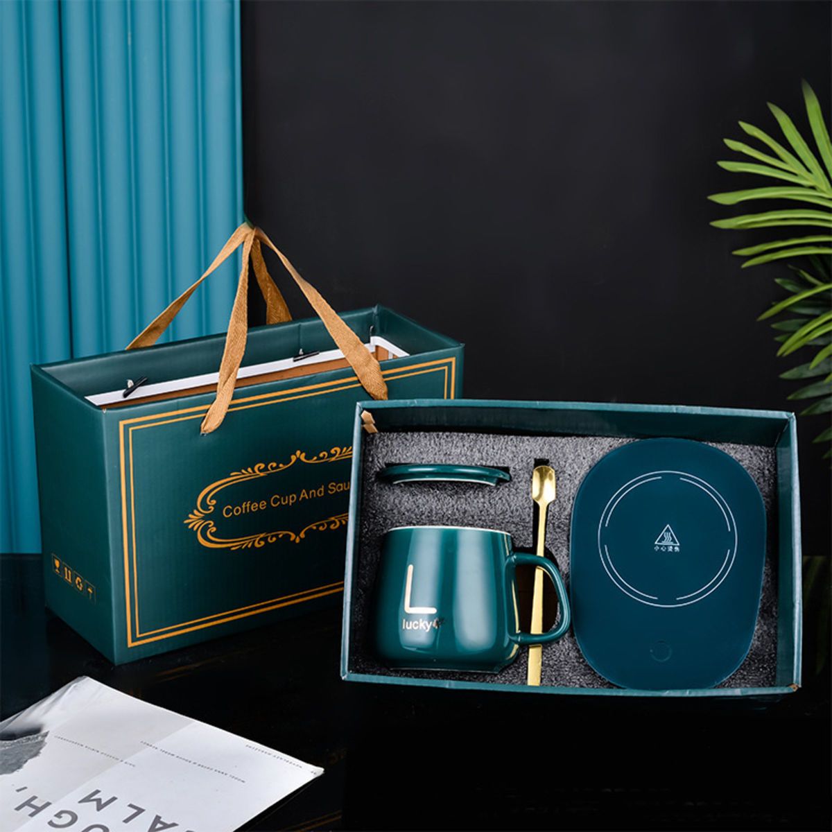 Portable Thermostatic Coffee Cup Warmer Heater Set