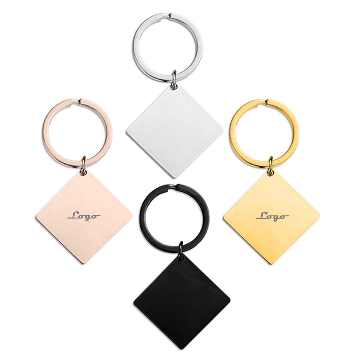 Square Stainless Steel Keychain