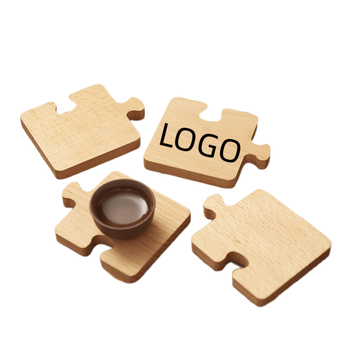 6 Piece Wooden Puzzle Piece Coasters