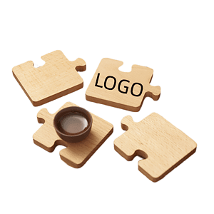 6 Piece Wooden Puzzle Piece Coasters