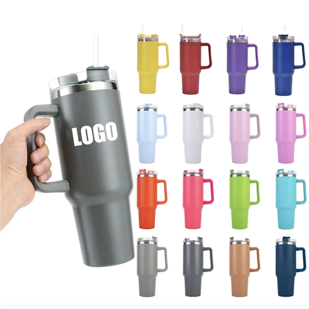 40Oz Tumbler With Handle And Straw Lid