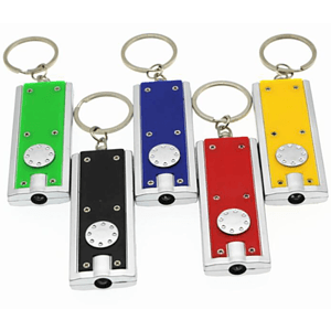 Slim Rectangular Flash Light with Swivel Key Chain