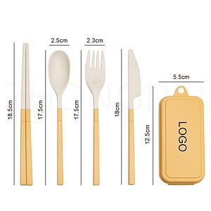 Wheat Straw Folding Cutlery Set with Case