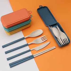 Wheat Straw Folding Cutlery Set with Case