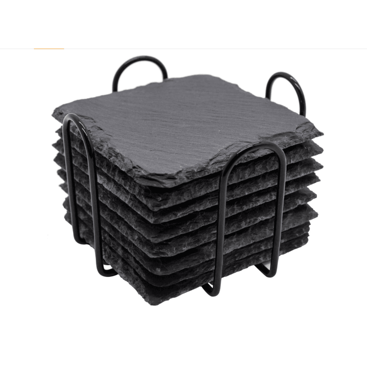 Slate Drink Coasters with Metal Holder