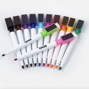 Dry-Erase Colored Whiteboard Markers With Magnetic Cap And Eraser