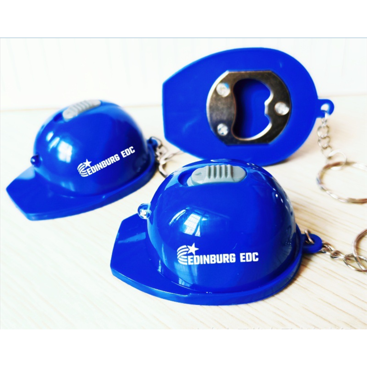 LED Hard Hat Keychain with Bottle Opener