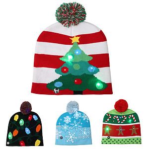 LED Christmas Beanie Knit Hat