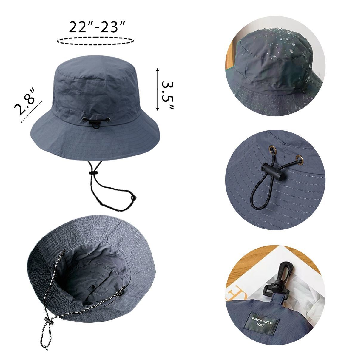Foldable Bucket Hat w/ Drawcord