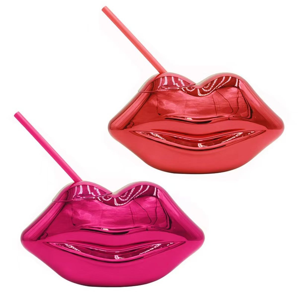 Lip Shaped Cup With Straw