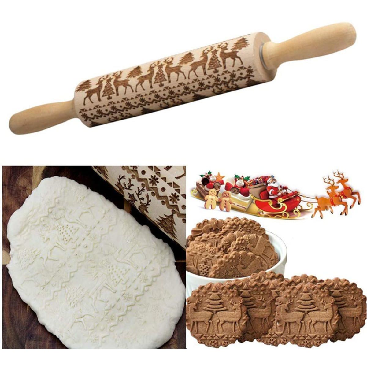 Christmas Engraved Wooden Rolling Pins