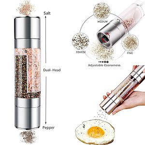 Pepper Mill Grinder 2 in 1 Stainless Steel Manual Salt