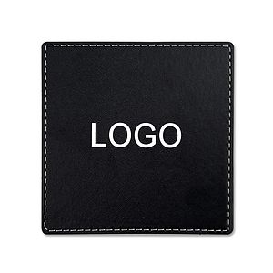Square PU Leather Cup Coasters With Stitching