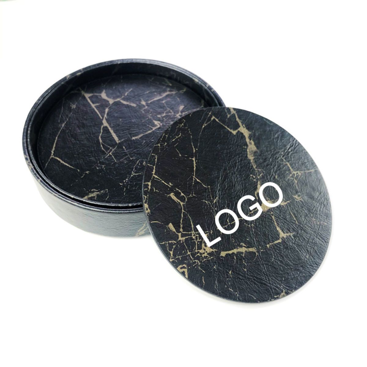 Round Marbled PU Leather Cup Coasters