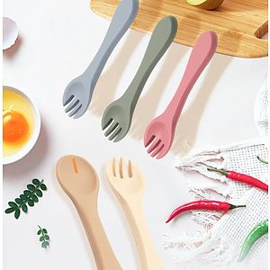 Silicone Baby Training Spoon&Fork Set