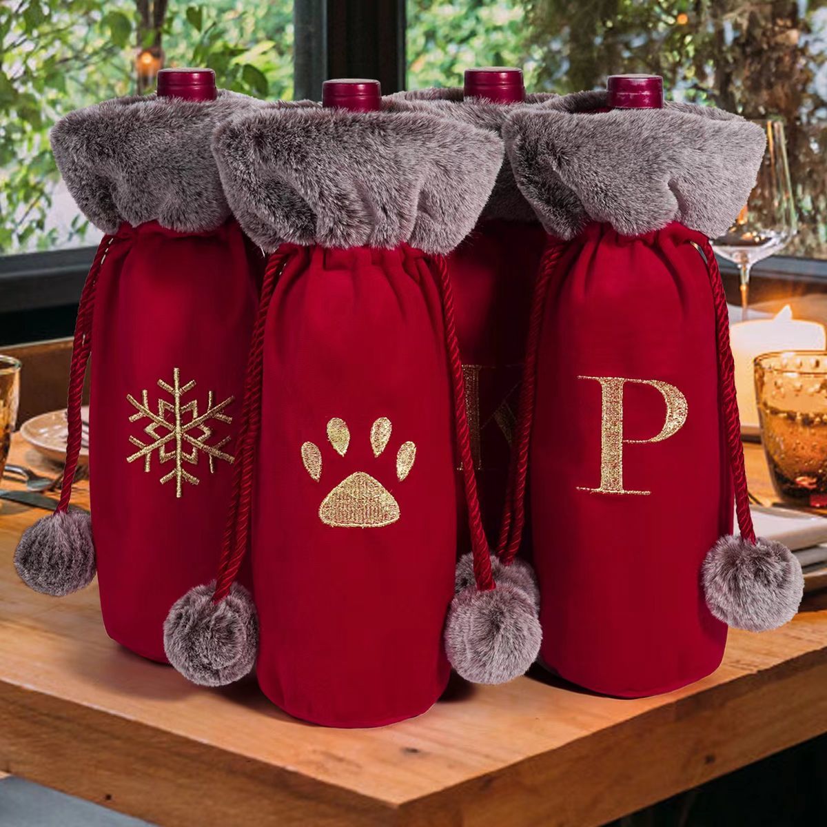 Christmas Theme Wine Holder Bag