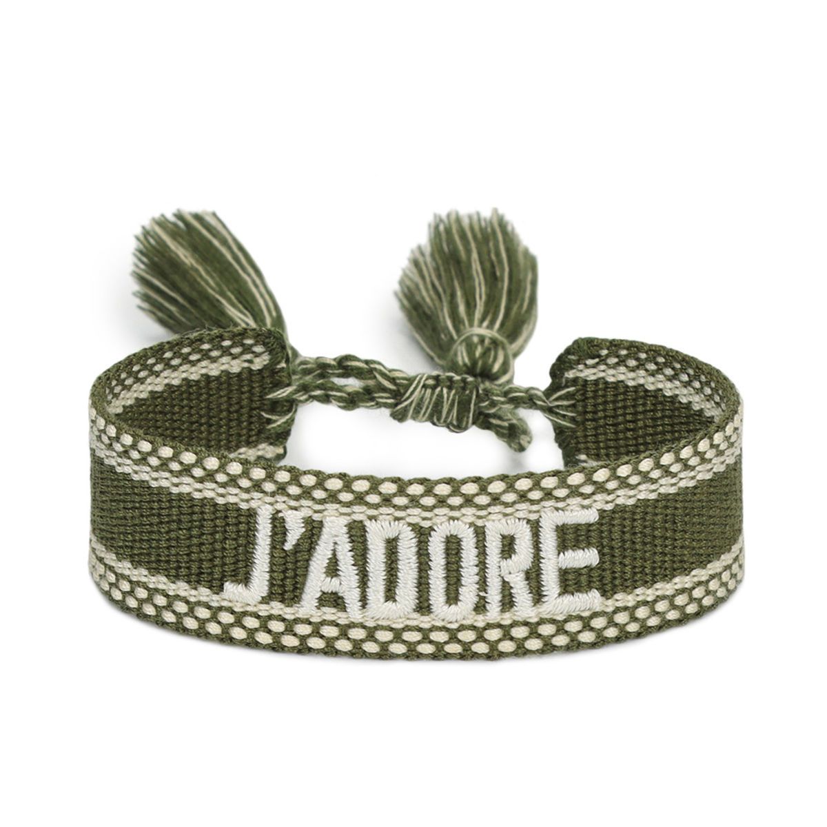 Embroidered Woven Bracelet With Tassels