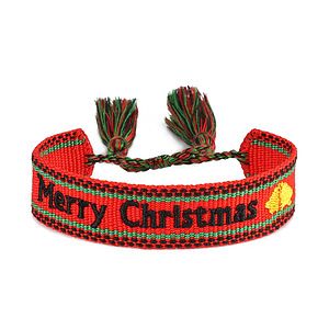Christmas Themed Embroidered Woven Bracelet