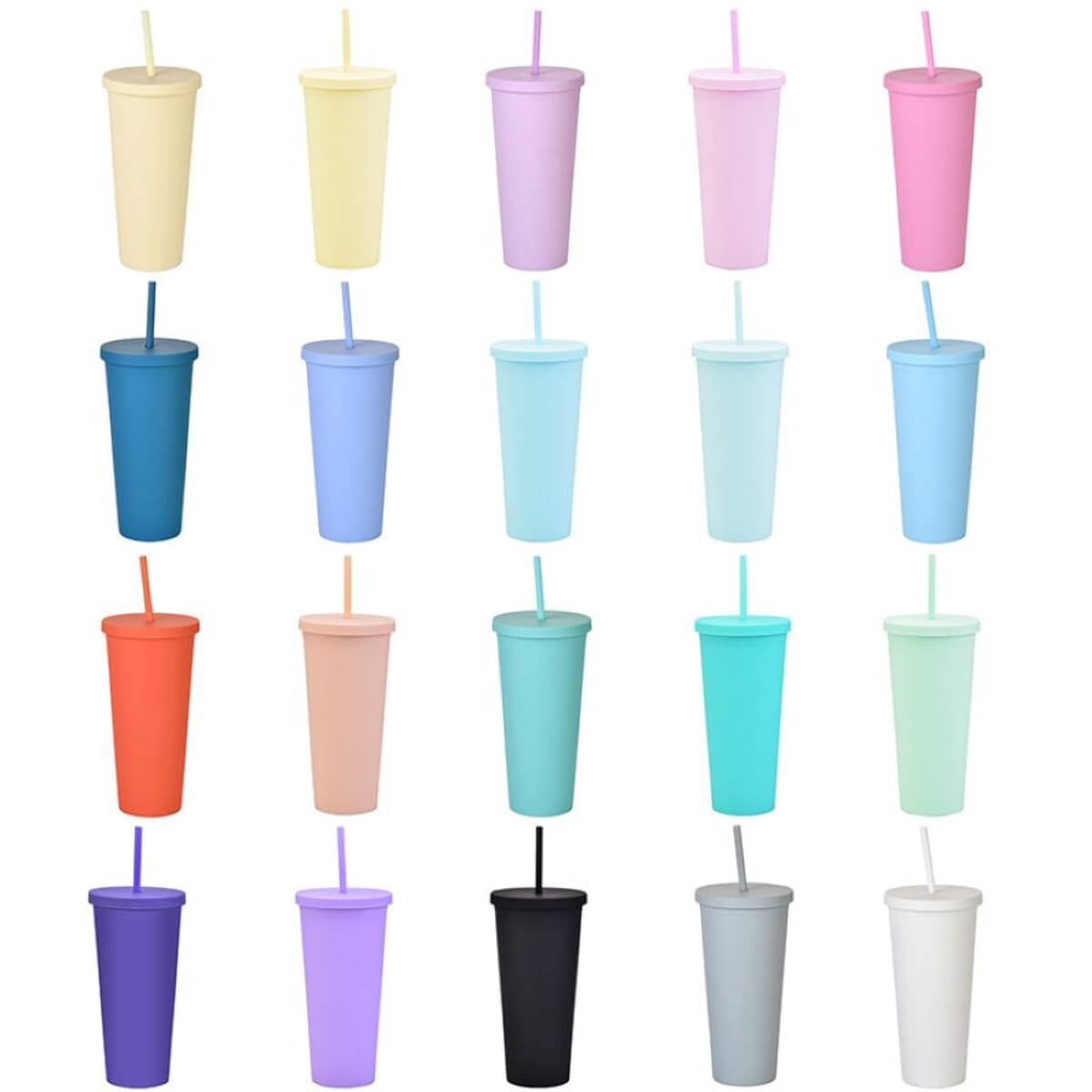 Double Layer Plastic Straw Cup