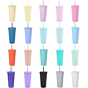 Double Layer Plastic Straw Cup