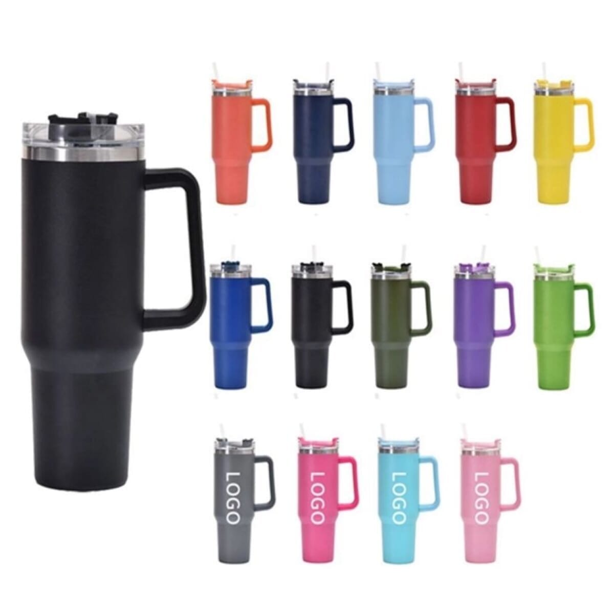 40 OZ Tumbler With Handle And Straw Lid