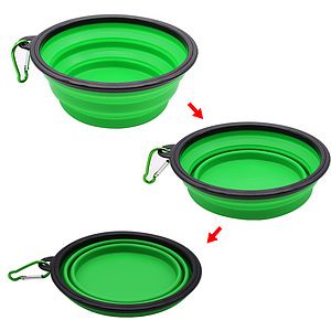 32oz Large Silicone Collapsible Pet Bowl with Carabiner Hook