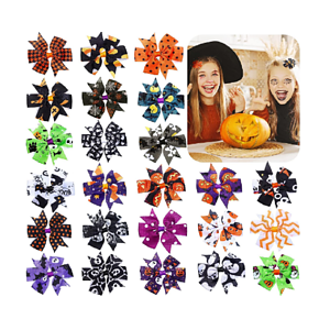 Halloween Colorful Hair Bows Clips/ Ghost Skull Alligator Bow Hair Clips