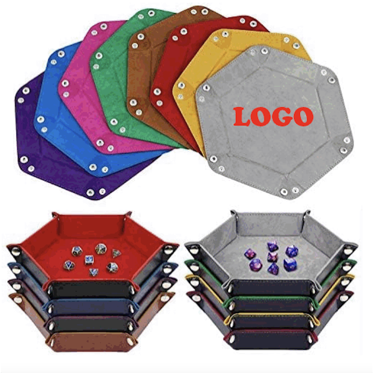 Portable Folding Dice Rolling Tray/PU Leather and Velvet Holder Storage Box