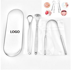 Portable Stainless Steel Tongue Scrappers Sets