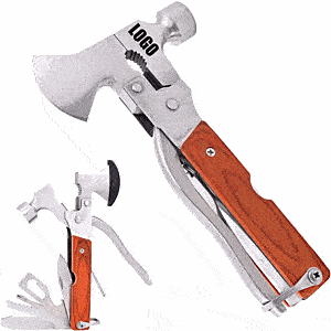 14 in 1 Multifunction Tool Portable Folding Wood Handle Stainless Steel Multitool Hammer