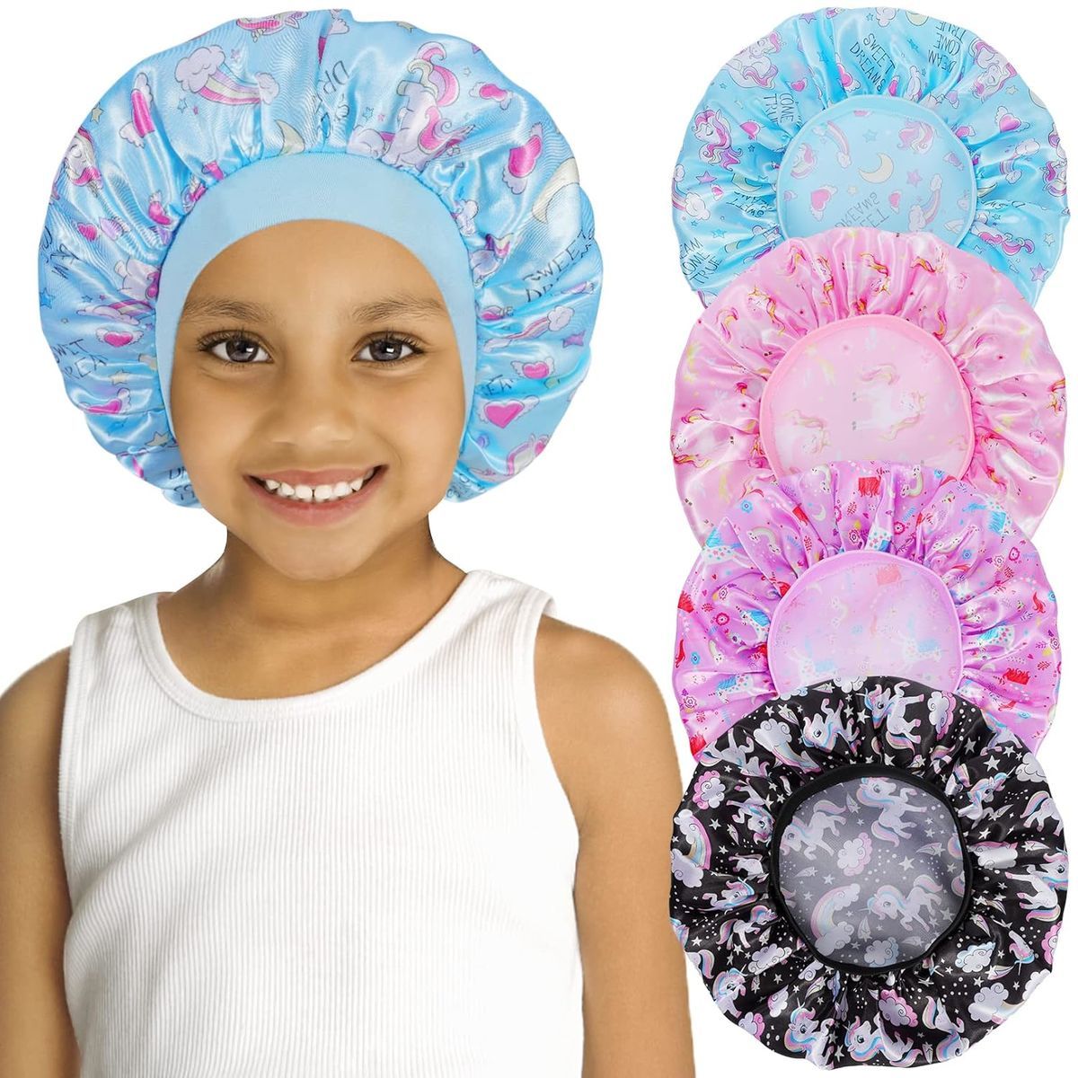 Kids Satin Bonnet Child Sleeping CapBreathable Baby Bonnets Night Sleep Caps