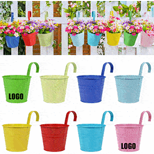 Iron Hanging Flower Pots With Detachable Hooks/Metal Bucket Flower Holders