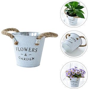 Planter Flower Pots for Retro Decor Handle Oval