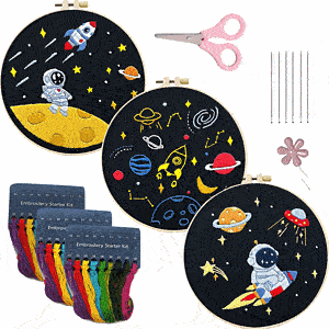 3 Sets Embroidery Kit/Cross Stitch Kits for Beginners