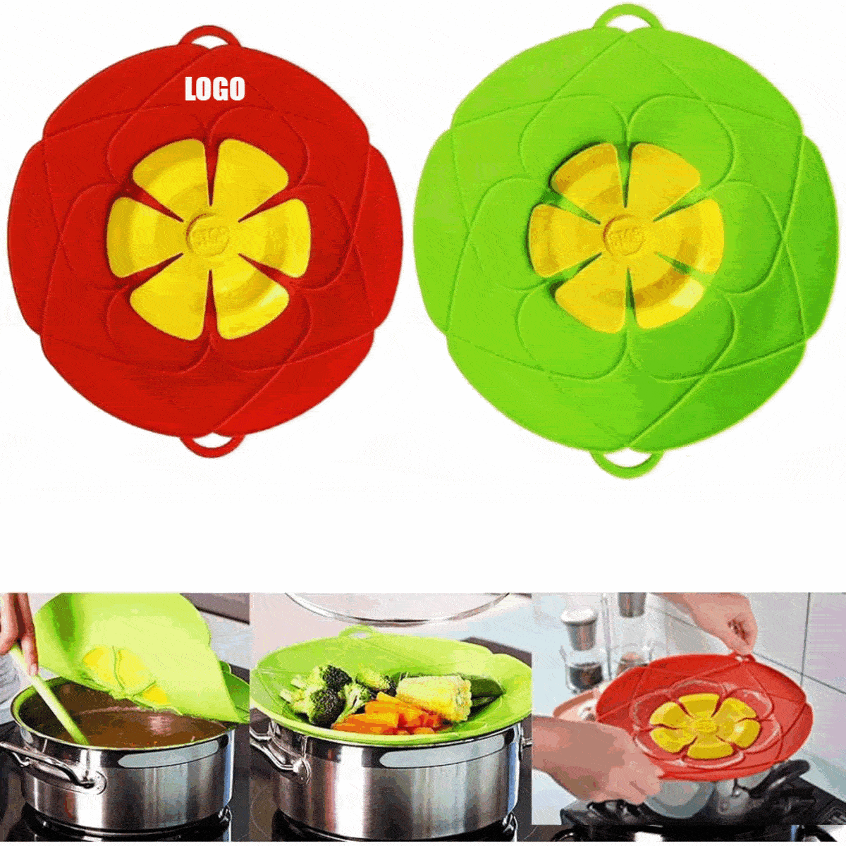 Spill Stopper Lid Cover/Silicone Spill Stopper Pot Pan Lid/Multi-Function Kitchen Tool