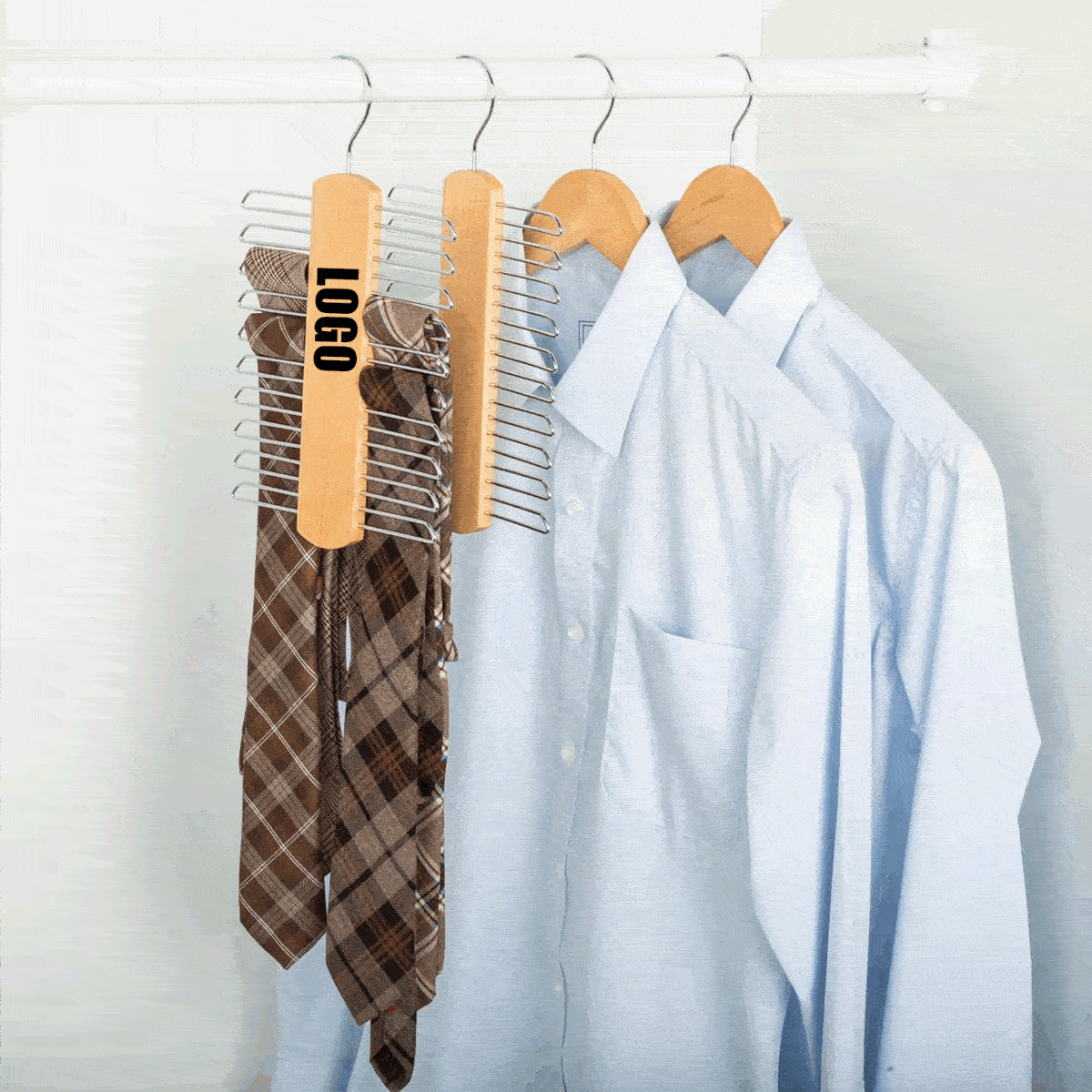 Wooden Necktie and Belt Hanger/Wood Center Organizer and Storage Rack