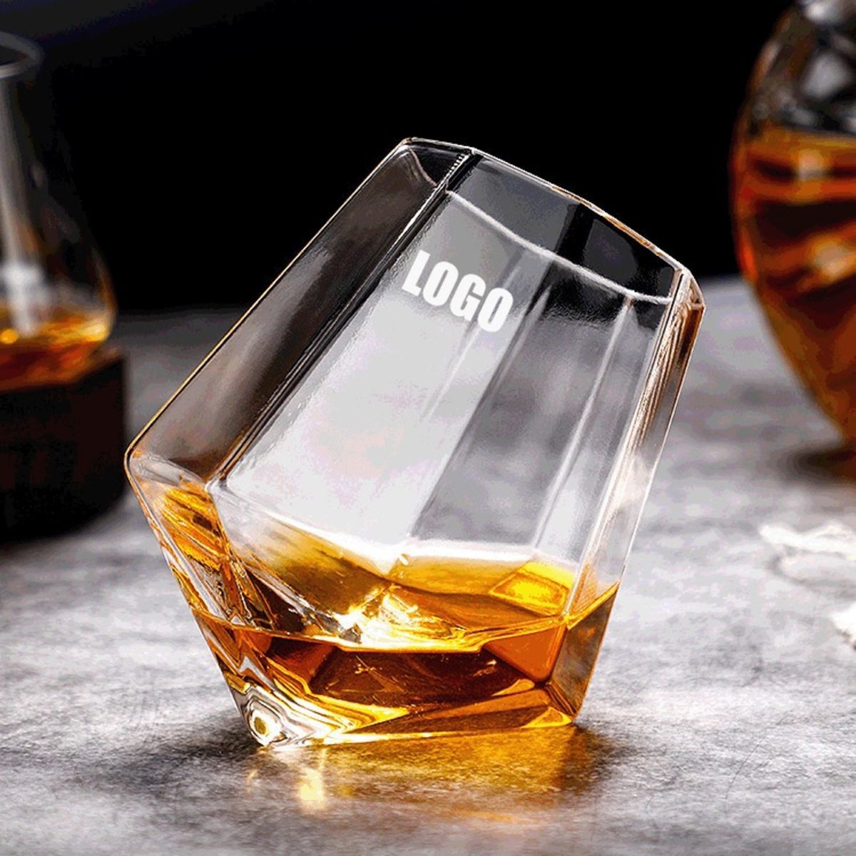 Clear Diamond Shaped Whiskey Glasses