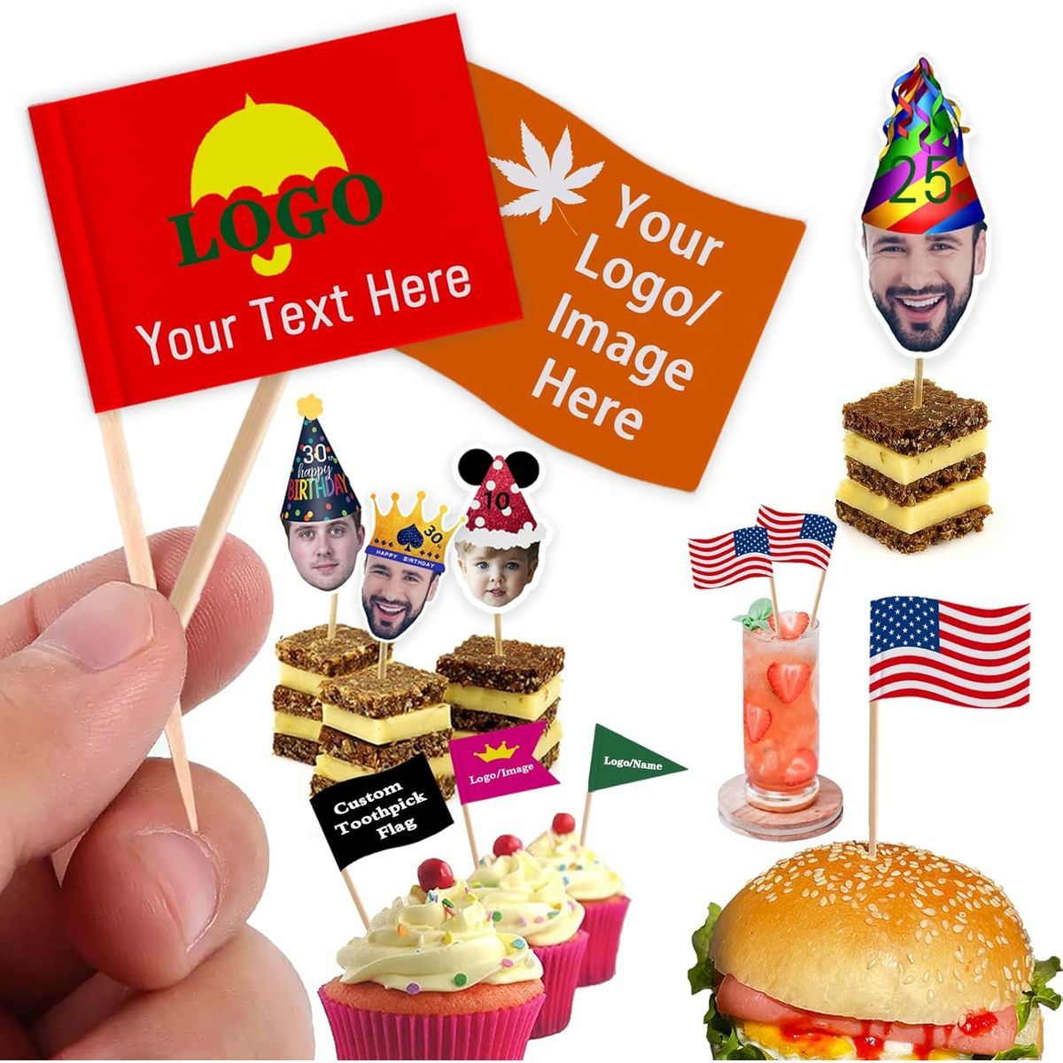 Custom Toothpick Flags with Party Decoration Food Labeling
