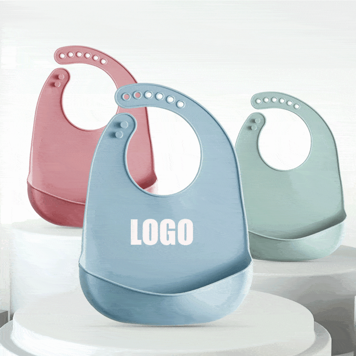 Waterproof Soft Durable Adjustable Silicone Baby Bibs