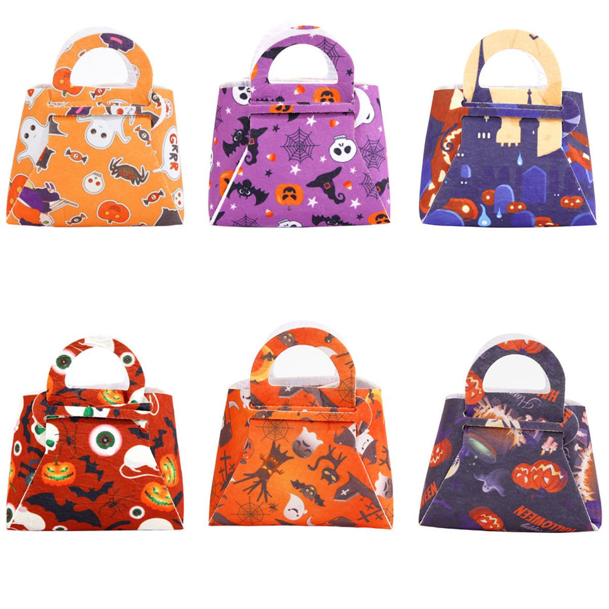 Halloween Candy Bags/ Felt Children's Pumpkin Tote Bag /Handmade Party Favors Bags