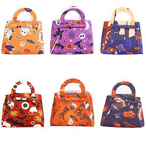 Halloween Candy Bags/ Felt Children's Pumpkin Tote Bag /Handmade Party Favors Bags
